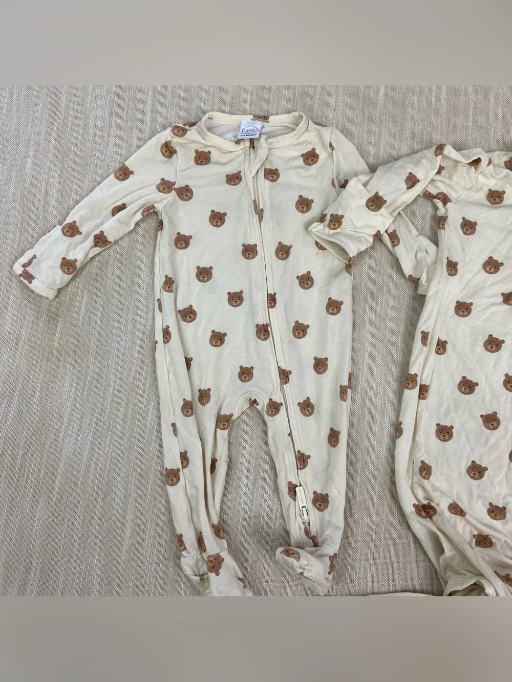 Lou Lou & Company Teddy Bear Knotted Gown And Footed Sleeper NB 0-3 Months